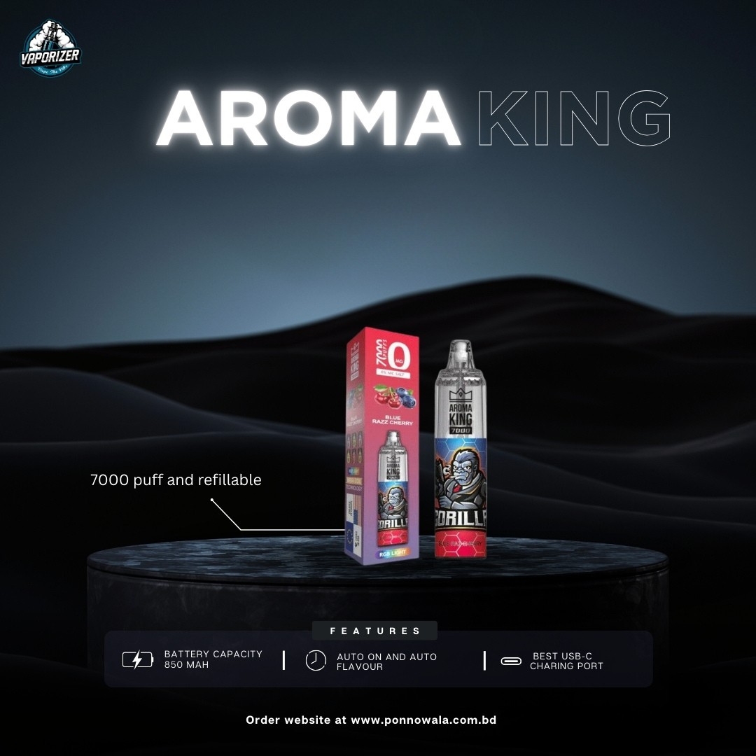 Aroma King 7000 Puffs Rechargeable Disposable Vape – Gorilla Series (Refillable, USB-C)