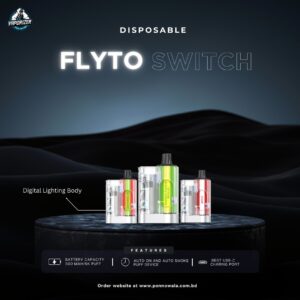 FLYTO Switch 6000 Puffs Rechargeable Disposable Vape – Digital Lighting Body (USB-C)